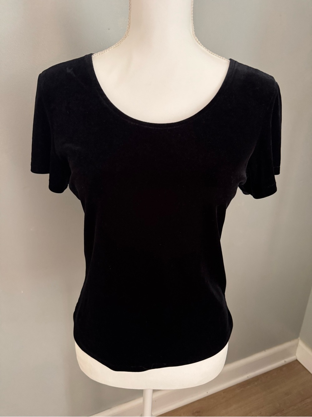 Classic Black Velvet Scoop Neck Tee